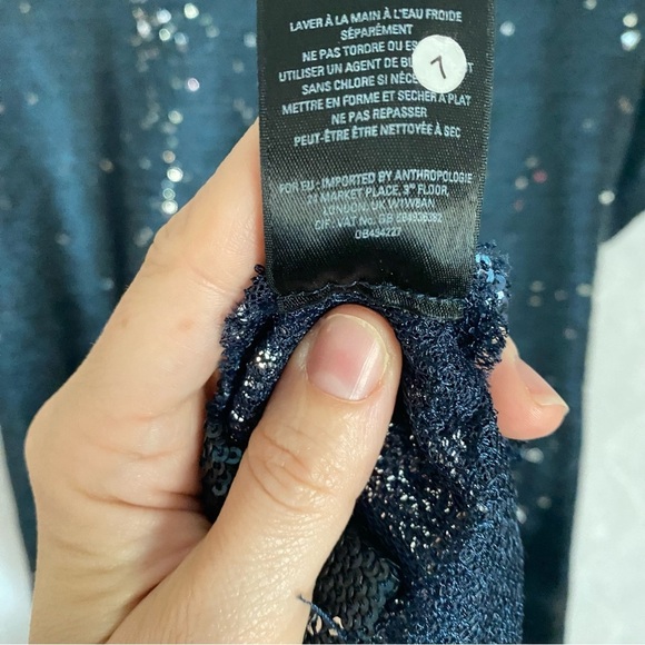 Anthropologie Moulinette Soeurs Interstellar Sequin Dress Blue Sz Small Shift - Picture 11 of 12